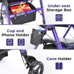 Metro Mobility 2 in 1 Rollator Walker & Transport Wheelchair, Foldable Lightweight Rollator Walker with Seat for Seniors, 8" Big Wheels for All Terrain, 300 lb. Weight Capacity, Purple