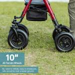 ELENKER All-Terrain Rollator Walker with 10” Rubber Wheels, Padded Seat &