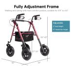 ELENKER All-Terrain Rollator Walker with 10” Rubber Wheels, Padded Seat &