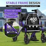 BigAlex Rollator Walkers for Seniors with Wider Seat,Walker Wheelchair Combo,2 in 1 Rollator Walker, Transport Wheelchair for Adults,Rolling Walker with All-Terrain Wheels,400 LBS Weight Capacity