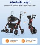 Z59 2-in-1 Rollator, 400lb Capacity, 10" All-Terrain Wheels