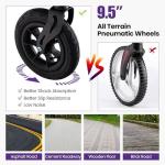 Goplus Rollator Walkers for Seniors with Seat, Foldable Rolling Walker with 9.5” All Terrain Pneumatic Wheel, Supports up to 350 lbs, Heavy Duty Bariatric Rollator Walker for Adult