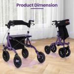Goplus Rollator Walkers for Seniors with Seat, Foldable Rolling Walker with 9.5” All Terrain Pneumatic Wheel, Supports up to 350 lbs, Heavy Duty Bariatric Rollator Walker for Adult