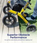 VOCIC Walker with Seat for Seniors, Z57 Outdoor Rollator Walker with 12" All Terrain Big Wheels, 7-Level Adjustable Height Rolling Walker with Safety Brakes, Storage Bag, Cup Holder