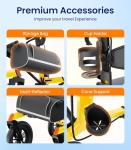 VOCIC Walker with Seat for Seniors, Z57 Outdoor Rollator Walker with 12" All Terrain Big Wheels, 7-Level Adjustable Height Rolling Walker with Safety Brakes, Storage Bag, Cup Holder