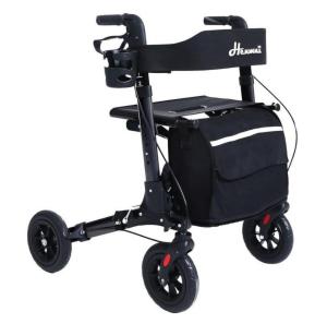 Henmnii Rollator Walker w/Wide Seat  Backrest All-Terrain Non-Slip Wheels 300lbs