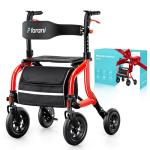 Farani Rollator Walker with Seat, Outdoor Rolling Walkers for Seniors - 10" Large All Terrain Rubber Wheels, Padded Seat and Backrest, Ergonomic Handles, Comfort on Grass
