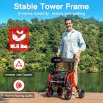 Farani Rollator Walker with Seat, Outdoor Rolling Walkers for Seniors - 10" Large All Terrain Rubber Wheels, Padded Seat and Backrest, Ergonomic Handles, Comfort on Grass