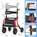Farani Rollator Walker with Seat, Outdoor Rolling Walkers for Seniors - 10" Large All Terrain Rubber Wheels, Padded Seat and Backrest, Ergonomic Handles, Comfort on Grass