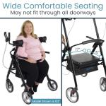Vive Bariatric Upright Walker with Seat - Heavy Duty Senior Stand Up Rollator, Extra Wide Frame - Padded Armrest & Backrest -Mobility Aid Portable Rolling Walker with Bag - Fits Tall & Large People