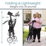 Vive Bariatric Upright Walker with Seat - Heavy Duty Senior Stand Up Rollator, Extra Wide Frame - Padded Armrest & Backrest -Mobility Aid Portable Rolling Walker with Bag - Fits Tall & Large People