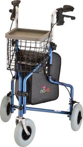 NOVA Traveler 3-Wheel Rollator Walker, All Terrain 8” Wheels BLUE - OPEN BOX