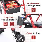 Metro Mobility 2 in 1 Rollator Walker & Transport Wheelchair, Foldable Lightweight Rollator Walker with Seat for Seniors, 8" Big Wheels for All Terrain, 300 lb. Weight Capacity, Red