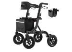 MAXWALK Foldable Rollator Walker Seat 10" Rubber Wheels All Terrain Senior Black