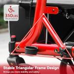 Rollator Walkers for Seniors, 10" Big Rubber Wheels All Terrain Rollator Walker with Adjustable Backrest and Handles, 350 Lbs, Cup Cane Holder, Foldable Lightweight Walker with Seat for Seniors Red