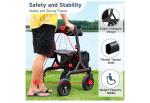 MAXWALK Foldable Rollator Walker Seat 10" Rubber Wheels All Terrain Senior Black