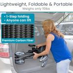 Vive Mobility Carbon Fiber Rollator with Seat - Lightweight Walker for Seniors - Stand Up Folding Mobility Aid - Durable, Foldable & Height Adjustable 4-Wheel Walker - Armrest & Storage Bag Accessory