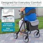 Vive Mobility Carbon Fiber Rollator with Seat - Lightweight Walker for Seniors - Stand Up Folding Mobility Aid - Durable, Foldable & Height Adjustable 4-Wheel Walker - Armrest & Storage Bag Accessory