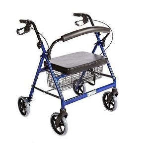 Bariatric Rollator Walker Heavy Duty with Large Padded Seat up to 400 Lb Capacity (Blue)
