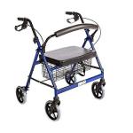 Bariatric Rollator Walker Heavy Duty with Large Padded Seat up to 400 Lb Capacity (Blue)
