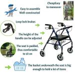 Bariatric Rollator Walker Heavy Duty with Large Padded Seat up to 400 Lb Capacity (Blue)
