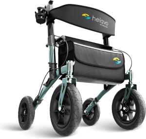 Helavo All Terrain Walker Rollator w/ 12” Pneumatic Tires Foldable Outdoor