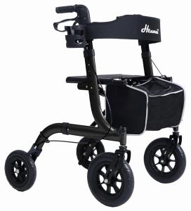 HENMNII All Terrain Rollator Walker for Seniors w/ Seat 10" Front Wheels - Black