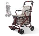 Heavy Duty Foldable Shopping Cart with Seat, Rollator Walkers for Seniors All...