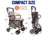 Heavy Duty Foldable Shopping Cart with Seat, Rollator Walkers for Seniors All...
