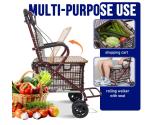 Heavy Duty Foldable Shopping Cart with Seat, Rollator Walkers for Seniors All...