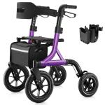 Rollator Walker for Seniors 12" Big Rubber Wheels, Height Adjustment for 5-6.5ft