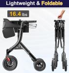 HOMLAND Foldable Rollator Walker for Seniors with Seat, 10” All-Terrain Wheels, Contoured Backrest & Padded Seat, Lightweight Folding Rolling Walker