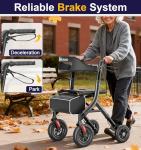 HOMLAND Foldable Rollator Walker for Seniors with Seat, 10” All-Terrain Wheels, Contoured Backrest & Padded Seat, Lightweight Folding Rolling Walker