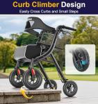 HOMLAND Foldable Rollator Walker for Seniors with Seat, 10” All-Terrain Wheels, Contoured Backrest & Padded Seat, Lightweight Folding Rolling Walker