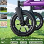 Rollator Walker for Seniors 12" Big Rubber Wheels, Height Adjustment for 5-6.5ft