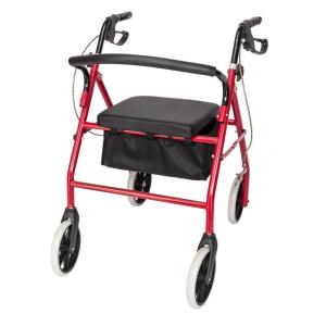 Red Heavy Duty Rolling Rollator Folding Walker Wide Seat With 4 Wheels