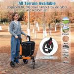 Rollator Walker  All Terrain 10“Front 3 Wheel w/Tray&Large Storage Bag Foldable#