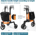 Rollator Walker  All Terrain 10“Front 3 Wheel w/Tray&Large Storage Bag Foldable#