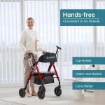 ELENKER All-Terrain Rollator Walker, 8” Non-Pneumatic Wheels, Seat, Backrest, Fu