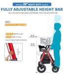 FlyingJoy Rollator Walker with Seat,12" Front Wheels 10" Rear Rolling Walker, Extra-Wide Heavy-Duty Rollator Walker with Seat and Brakes for Seniors and Adults Bariatric with Large Aluminum (Red)