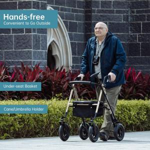 10” Deluxe ELENKER Rollator Walker Heavy Duty Upright Medical Aid Stand Up USA