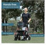 ELENKER All Terrain Rollator Walker Transport Wheelchair Combo, 2 in 1 Rolling