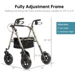 10” Deluxe ELENKER Rollator Walker Heavy Duty Upright Medical Aid Stand Up USA