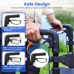 Walker with Seat for Seniors, Folding Lightweight Rollator Walker with Dual Brakes for Safety, 8" Big Wheels for All Terrain, Adjustable Height and 300 lbs Capacity