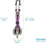 NOVA Traveler 3-Wheel Rollator Walker, All Terrain 8” Wheels PURPLE - OPEN BOX