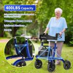BigAlex Rollator Walker with Seat, Walker for Seniors with Wider Seat,Folding Rolling Walkers with 10" All-Terrain Wheels,Lightweight Aluminum Walkers Rollator with Backrest,Cup Holder,Blue