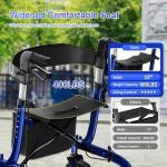 BigAlex Rollator Walker with Seat, Walker for Seniors with Wider Seat,Folding Rolling Walkers with 10" All-Terrain Wheels,Lightweight Aluminum Walkers Rollator with Backrest,Cup Holder,Blue