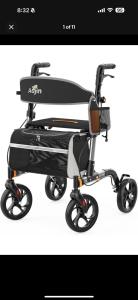AOJIN All Terrain Rollator Walker Lightweight Foldable 8 In Wheels 350lb SEALED