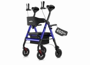 2025 StrollAid 2 In 1 Rollator Walker Transport Chair Heavy Duty 450 Lbs Blue