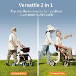 Nihhcune 4-in-1 All-Terrain Upright Rolling Walker Wheelchair Combination, No Installation, One-Step Folding Walker with Seat, Rollator Walker with Storage Bag for Seniors & Adults of Different Height